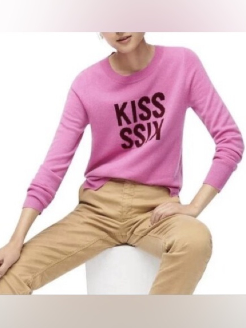 J.Crew Kiss Kiss Layla Cashmere Crew Sweater